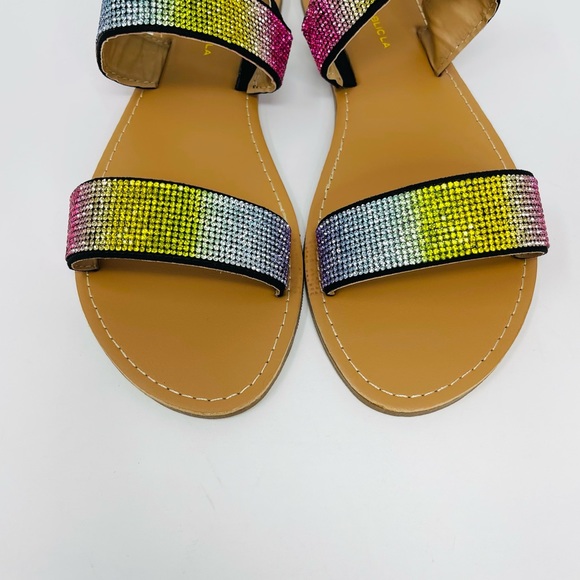 Shoe Republic LA Women Rhinestone Slide Sandals - Picture 4 of 12